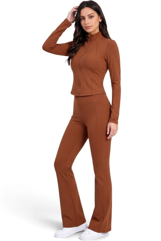 NX501SET Yoga Flare Pants Set – Contrast Jacket Active Style