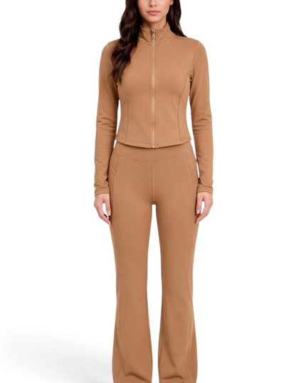 NX501SET Yoga Flare Pants Set – Contrast Jacket Active Style
