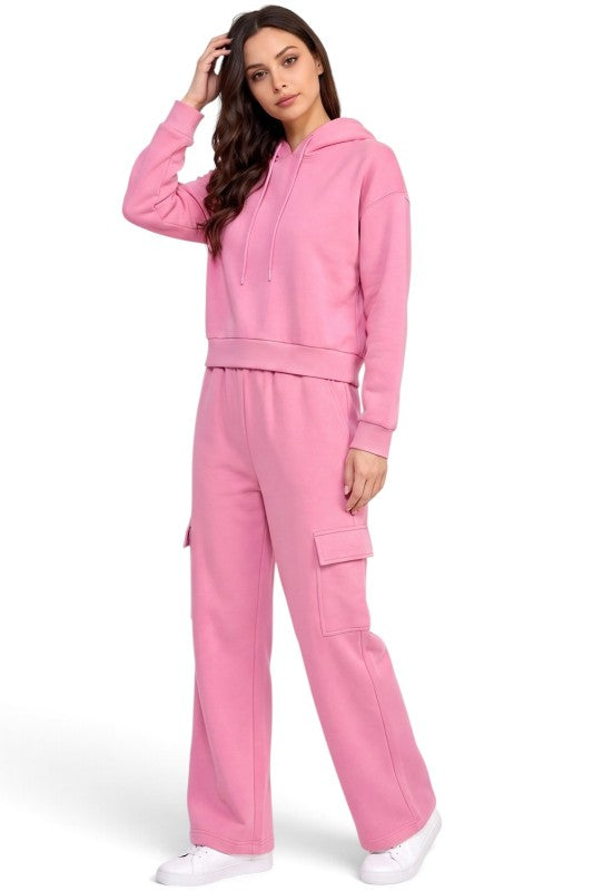 FHC67SET French Terry Fleece Hoodie & Cargo Pants Set