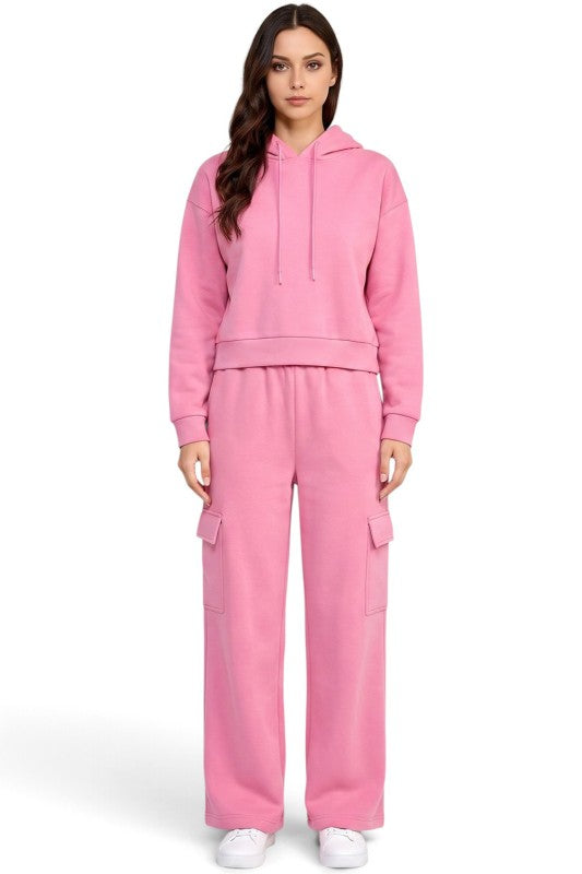 FHC67SET French Terry Fleece Hoodie & Cargo Pants Set