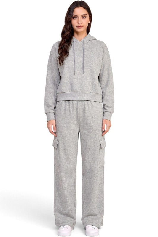 FHC67SET French Terry Fleece Hoodie & Cargo Pants Set