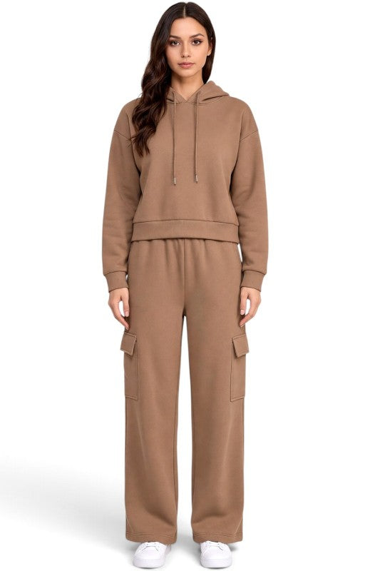 FHC67SET French Terry Fleece Hoodie & Cargo Pants Set