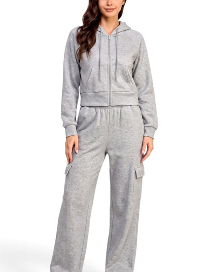 FKC67SET French Terry Fleece Hoodie Jacket & Cargo Pant Set