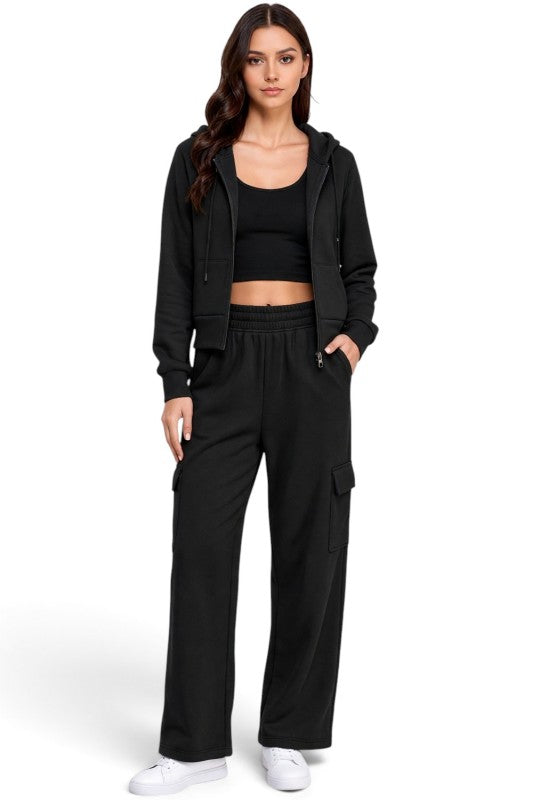 FKC67SET French Terry Fleece Hoodie Jacket & Cargo Pant Set