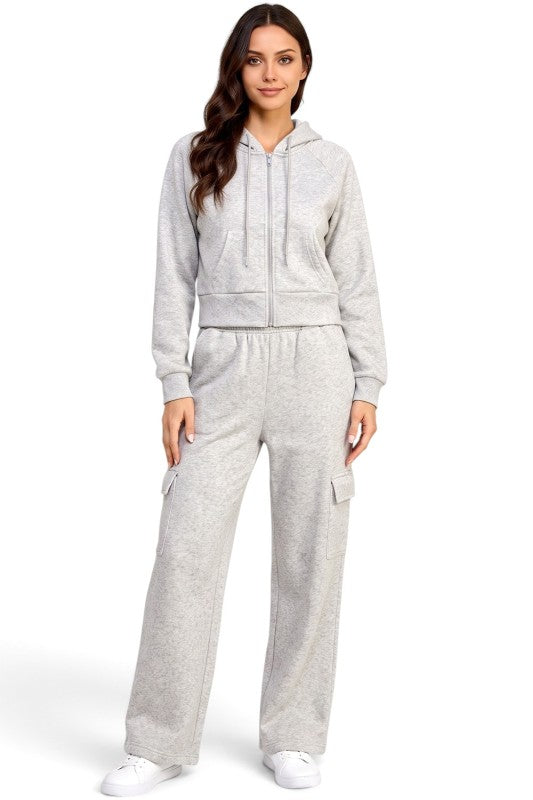 FKC67SET French Terry Fleece Hoodie Jacket & Cargo Pant Set