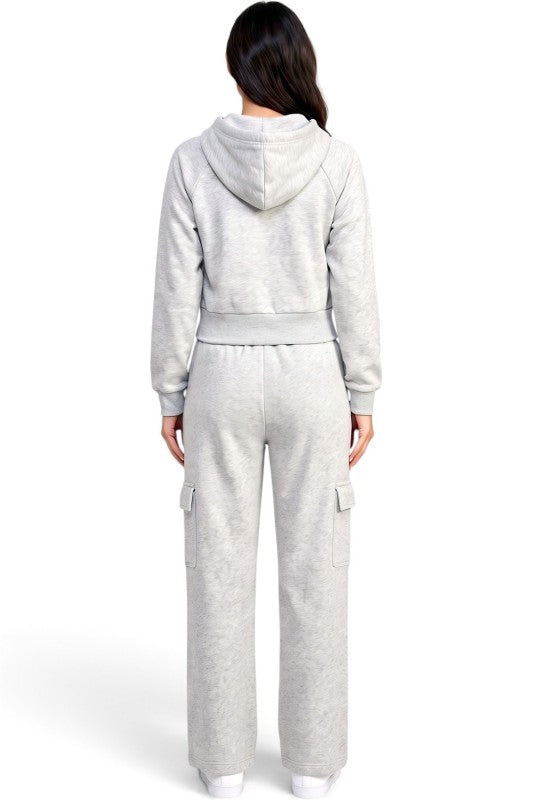 FKC67SET French Terry Fleece Hoodie Jacket & Cargo Pant Set