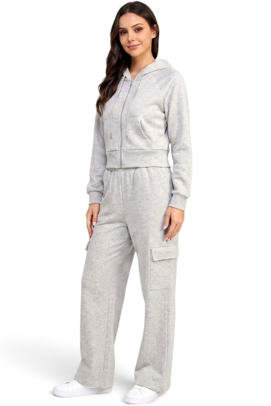 FKC67SET French Terry Fleece Hoodie Jacket & Cargo Pant Set