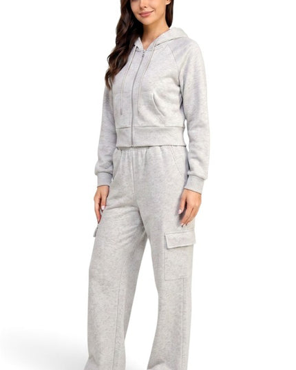 FKC67SET French Terry Fleece Hoodie Jacket & Cargo Pant Set