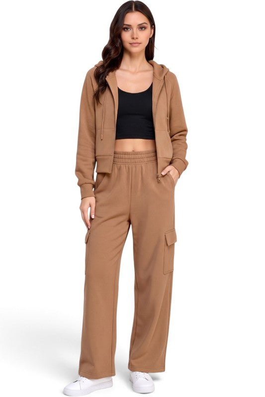 FKC67SET French Terry Fleece Hoodie Jacket & Cargo Pant Set