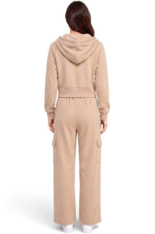 FCC67SET French Terry Hoodie & Cargo Sweatpant Set – Cozy