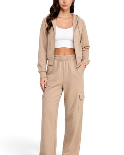 FCC67SET French Terry Hoodie & Cargo Sweatpant Set – Cozy