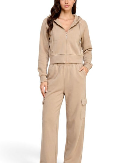 FCC67SET French Terry Hoodie & Cargo Sweatpant Set – Cozy