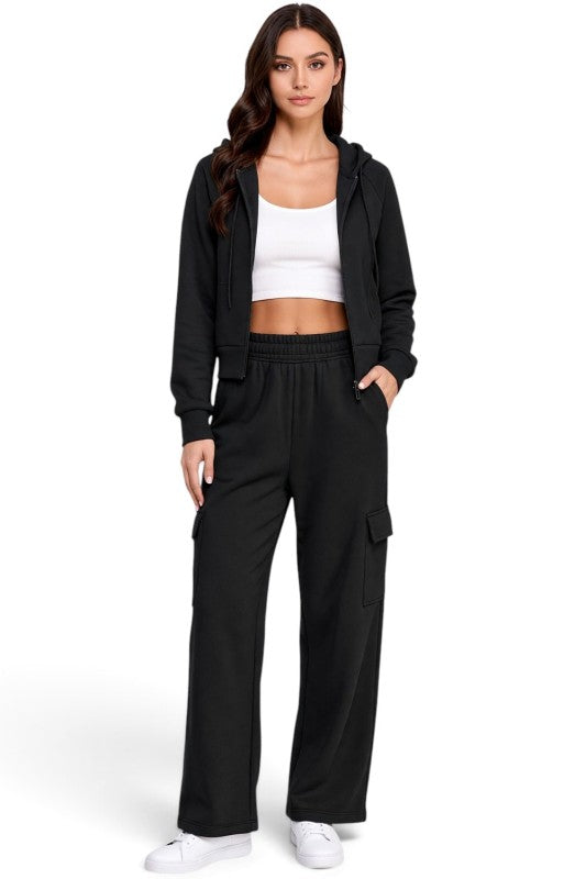 FCC67SET French Terry Hoodie & Cargo Sweatpant Set – Cozy