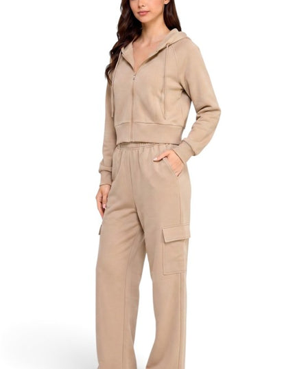 FCC67SET French Terry Hoodie & Cargo Sweatpant Set – Cozy