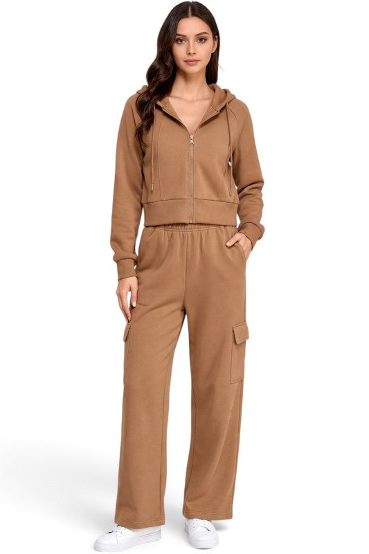 FCC67SET French Terry Hoodie & Cargo Sweatpant Set – Cozy
