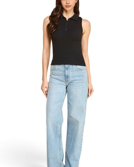 PT65 Zip-Up Polo Tank Top – Sporty Chic Style