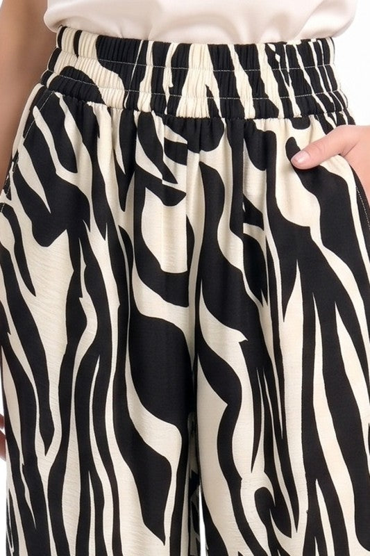 LELIS-19 Unique Print Wide Leg Pants – Modern Chic Style
