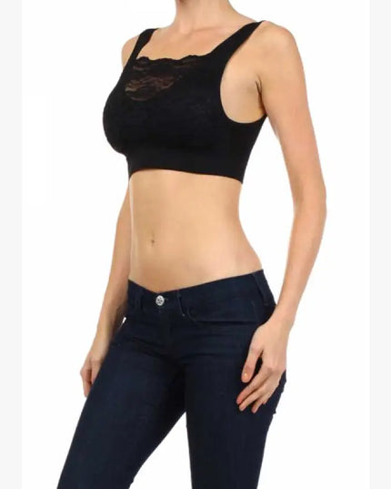 BRA03 SEAMLESS LACED CROP TANK TOP