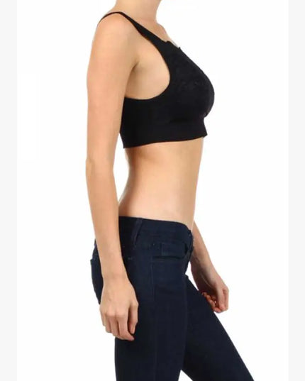 BRA03 SEAMLESS LACED CROP TANK TOP