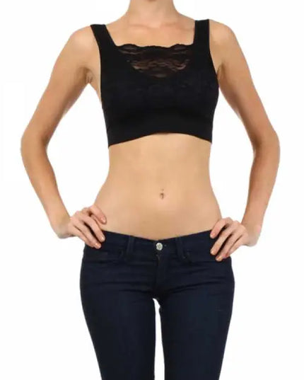 BRA03 SEAMLESS LACED CROP TANK TOP