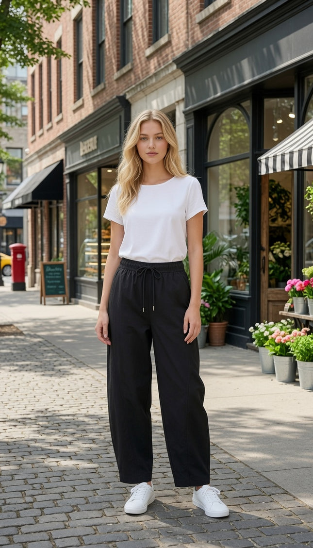 BRL01 Barrel Leg Drawstring Pants – Modern Casual Style