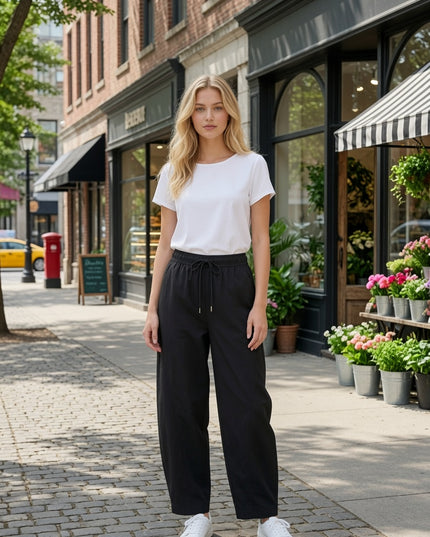 BRL01 Barrel Leg Drawstring Pants – Modern Casual Style