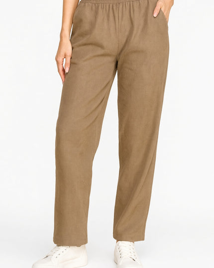 CF0504X Plus Size Corduroy Straight Pants – Faux Fur Lined Relaxed Fit