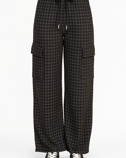 CK25 Plaid Drawstring Cargo Pants – Wide Leg Street Fit