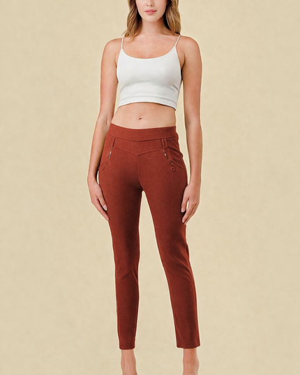 Scuba Skinny Dress Pants – High Waist Slim Fit Trousers
