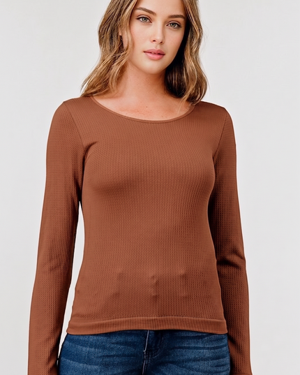 Scoop Neck Fleece Top – Slim Fit Cozy Everyday Top