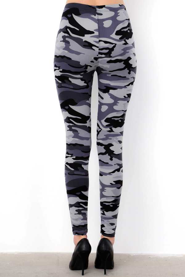 PLUS F120 GREY PLUS SIZE GREY CAMOUFLAGE PRINT LEGGINGS