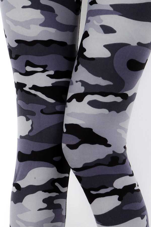 PLUS F120 GREY PLUS SIZE GREY CAMOUFLAGE PRINT LEGGINGS