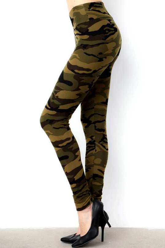 PLUS F120-3 HIGH WAIST CAMOUFLAGE PRINT LEGGINGS