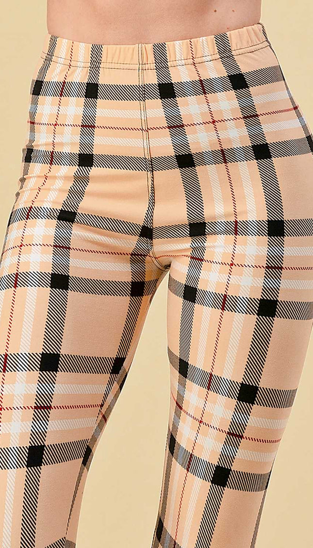 F758 Plaid Print Leggings