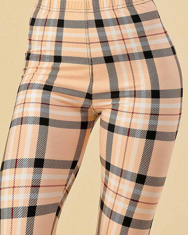 F758 Plaid Print Leggings