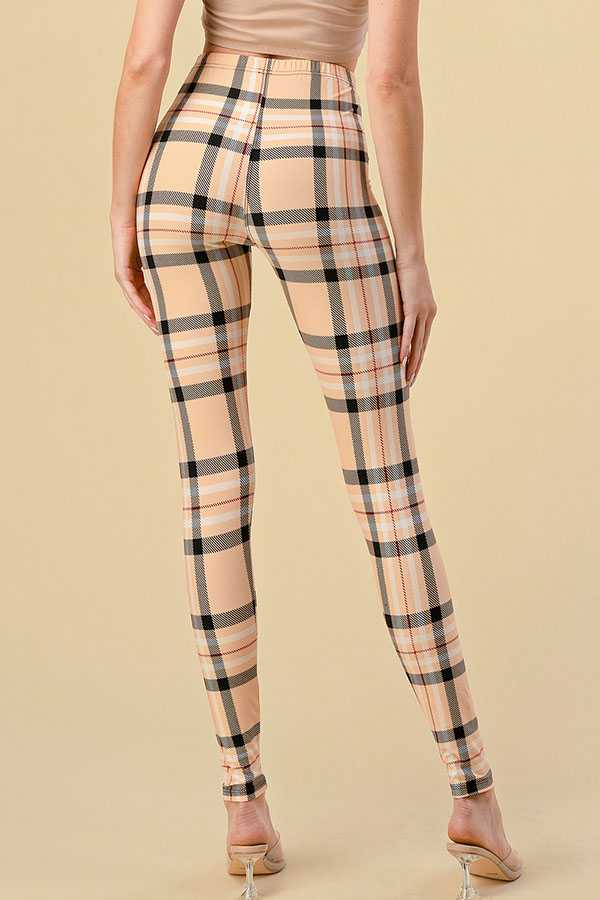 F758 Plaid Print Leggings
