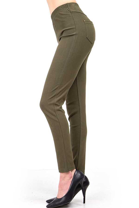 J-03 PLUS SOLID BACK POCKETS JEGGINGS