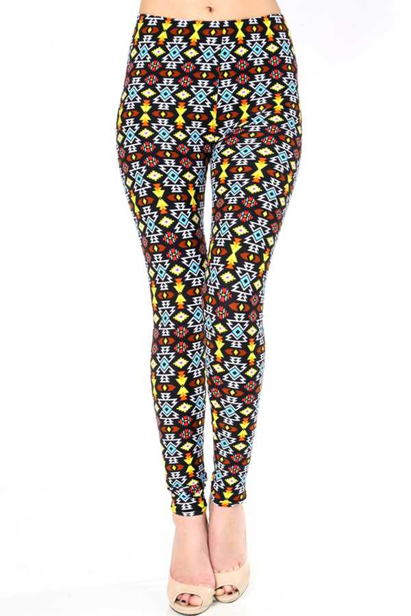 KIDS N163 KIDS ETHNIC PRINT BRUSHED LEGGINGS