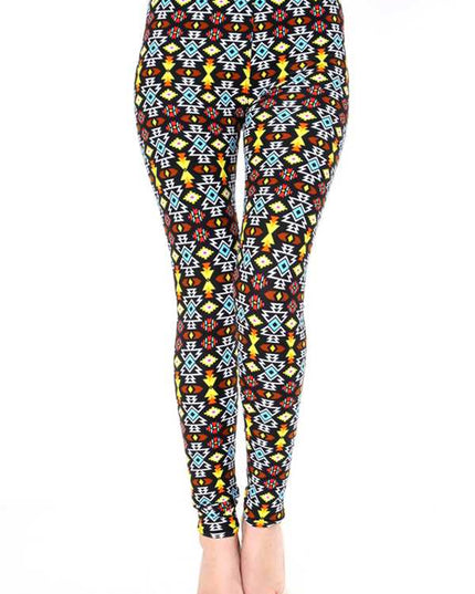 KIDS N163 KIDS ETHNIC PRINT BRUSHED LEGGINGS