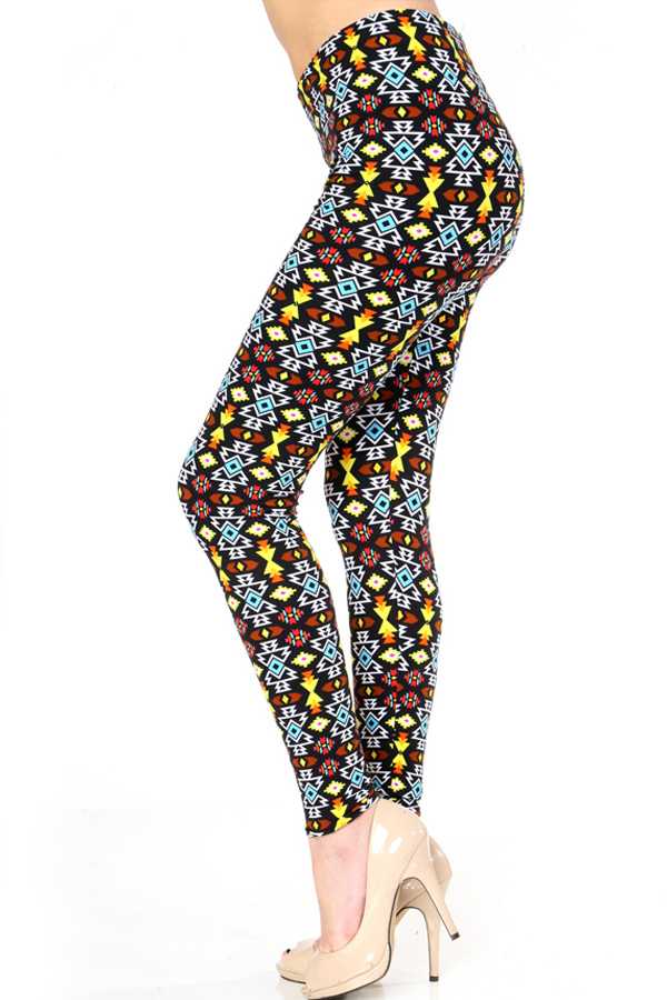 KIDS N163 KIDS ETHNIC PRINT BRUSHED LEGGINGS