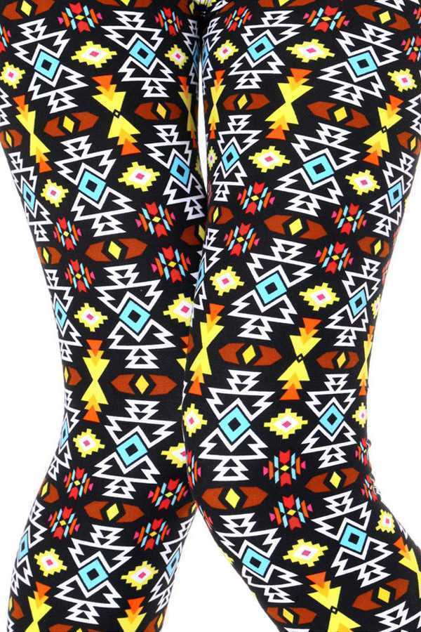 KIDS N163 KIDS ETHNIC PRINT BRUSHED LEGGINGS