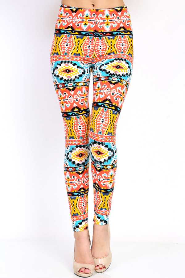 KIDS N146 KIDS TRIBAL PRINT BRUSHED LEGGINGS