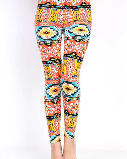 KIDS N146 KIDS TRIBAL PRINT BRUSHED LEGGINGS