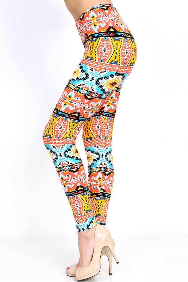 KIDS N146 KIDS TRIBAL PRINT BRUSHED LEGGINGS