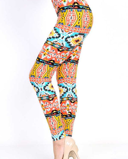 KIDS N146 KIDS TRIBAL PRINT BRUSHED LEGGINGS