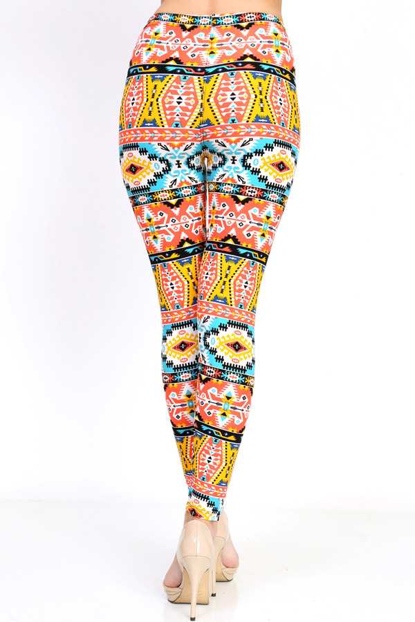 KIDS N146 KIDS TRIBAL PRINT BRUSHED LEGGINGS