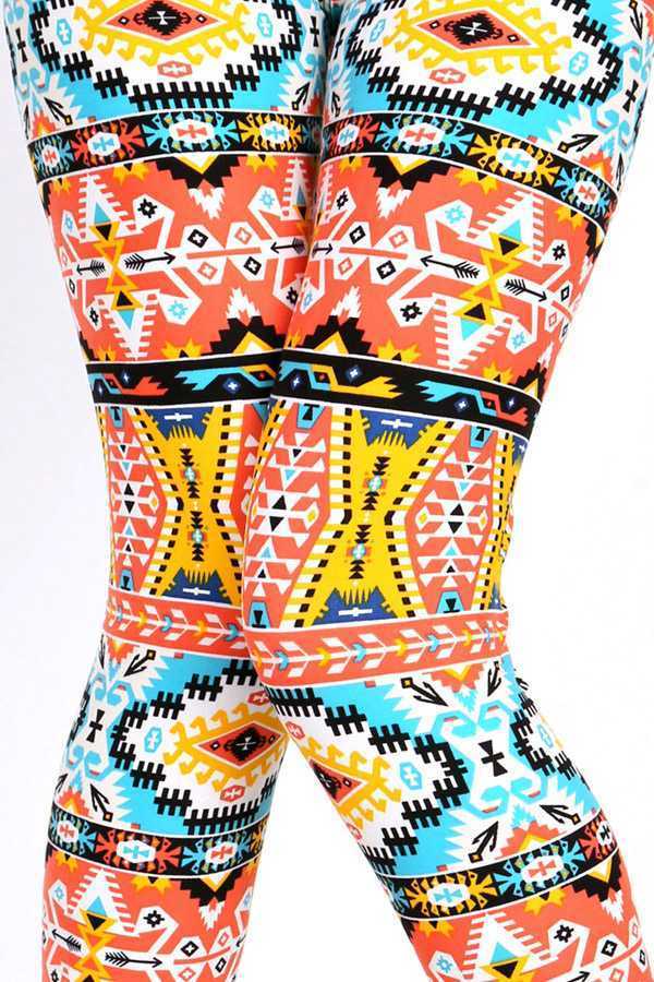 KIDS N146 KIDS TRIBAL PRINT BRUSHED LEGGINGS