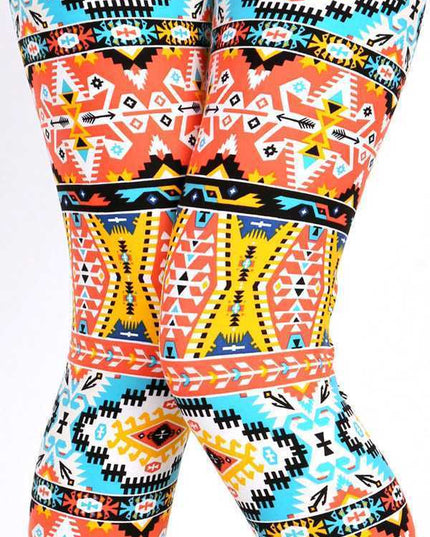 KIDS N146 KIDS TRIBAL PRINT BRUSHED LEGGINGS