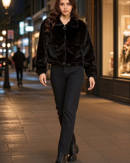 JACKET01-SOLID Faux Fur – Plush Textured Jacket