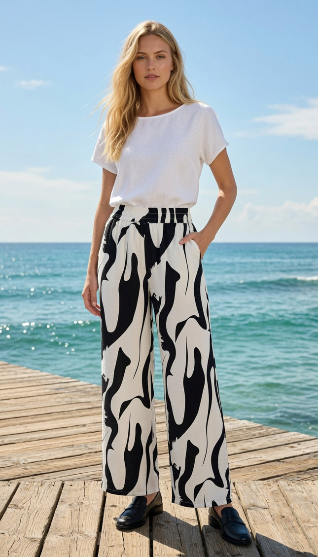 LELIS-11 Wide Leg Pants – Bold Print Statement Style